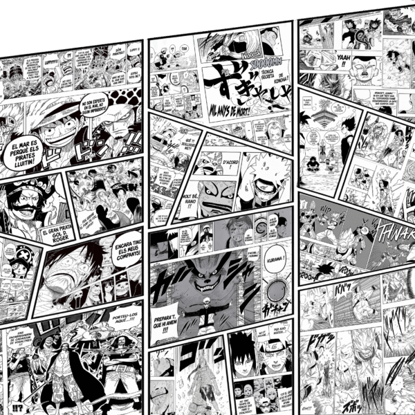 Fresque manga One Piece Naruto Dragon Ball intégralement traduite en catalan sur mur mansardé
